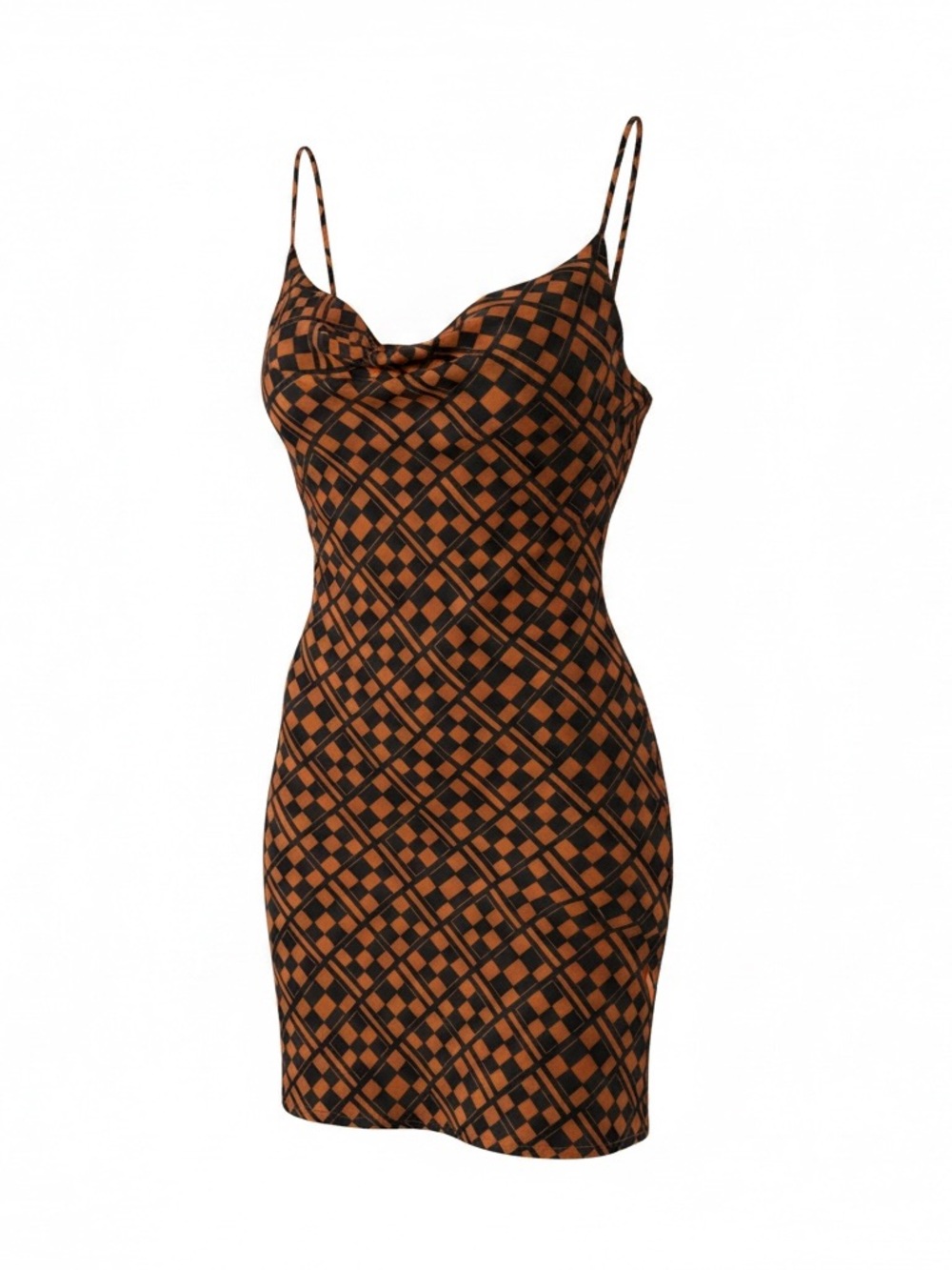 Urban Outfitters Mallory Mini Slip Dress Orange Mod Print Silky Dress SZ S/P